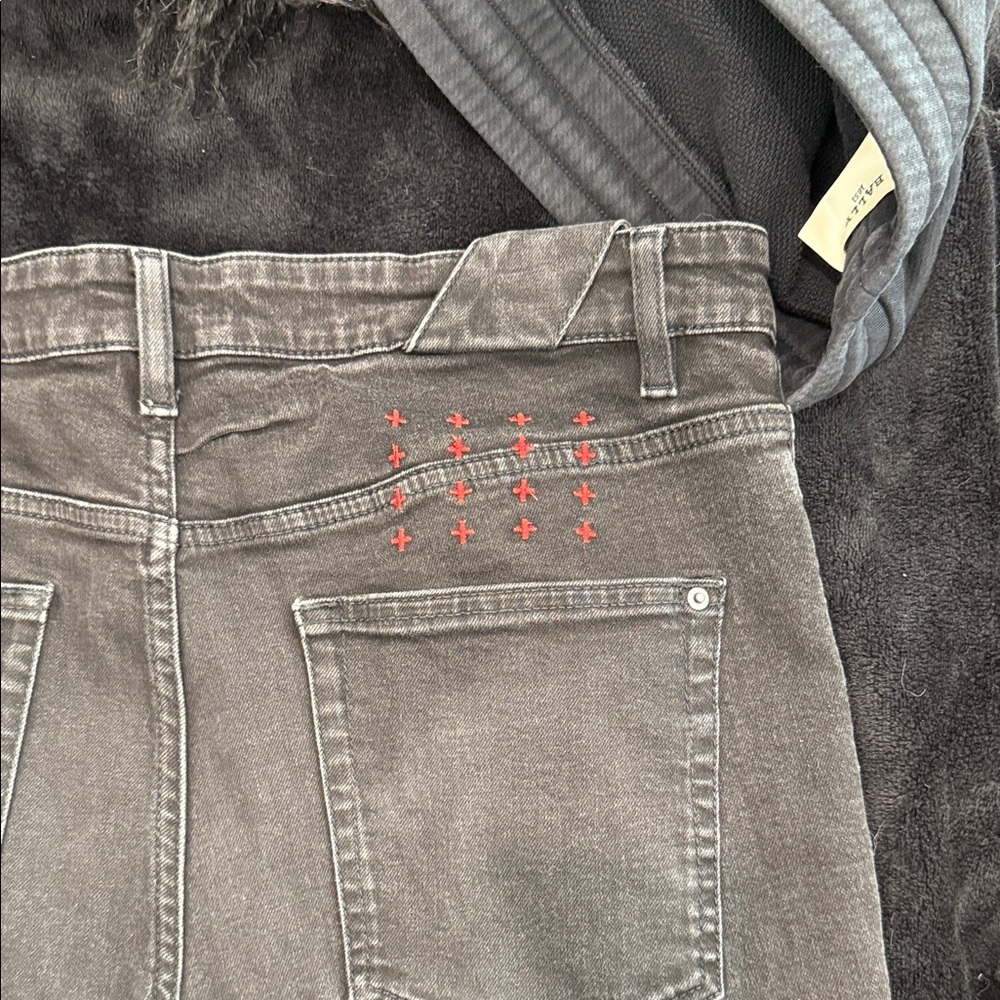Ksubi Charcoal Jeans with Red Stitching